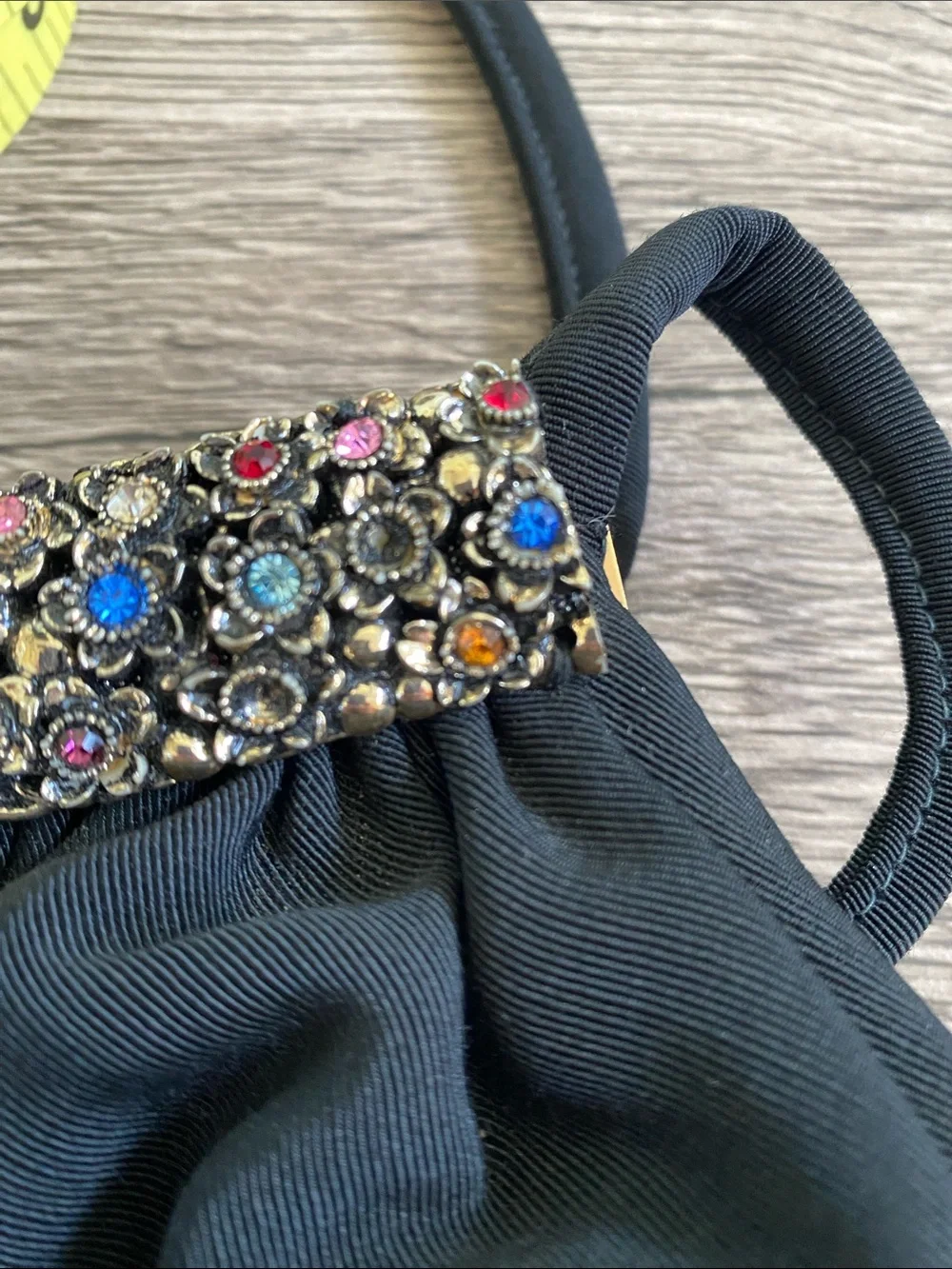 Vintage Elegant Black Evening Handbag with Jeweled Frame Guild Creations
